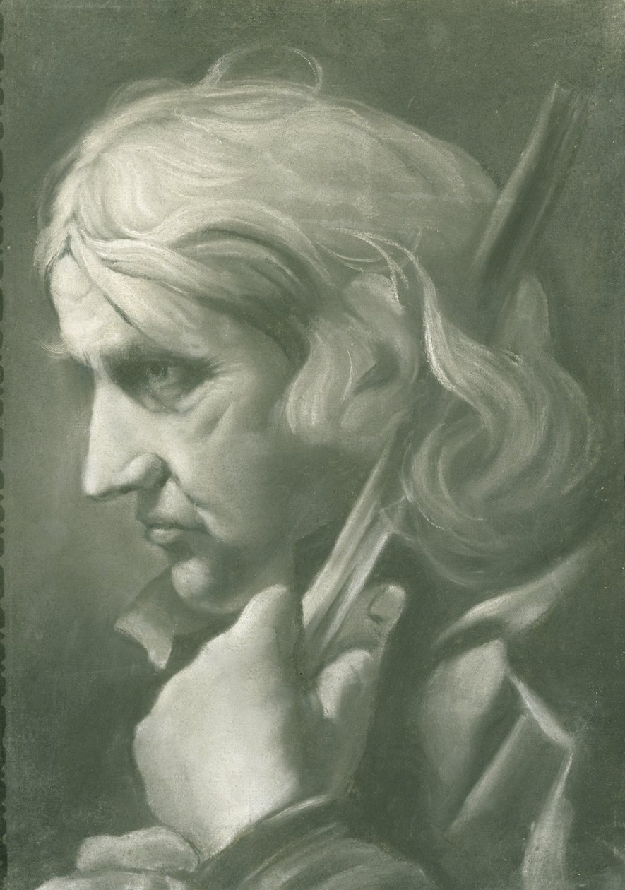 स्टाफ पर एक आदमी झुक रहा है, c.1760 (कागज पर चाक) द्वारा थॉमस फ्राइ