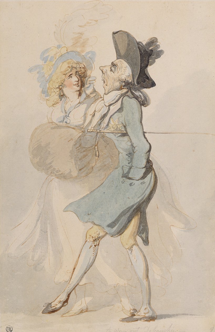 ए वाउर्न आउट डेबॉकर, c.1790-95 (कलम और स्याही और wc रखी कागज पर) द्वारा थॉमस रोलैंड्सन