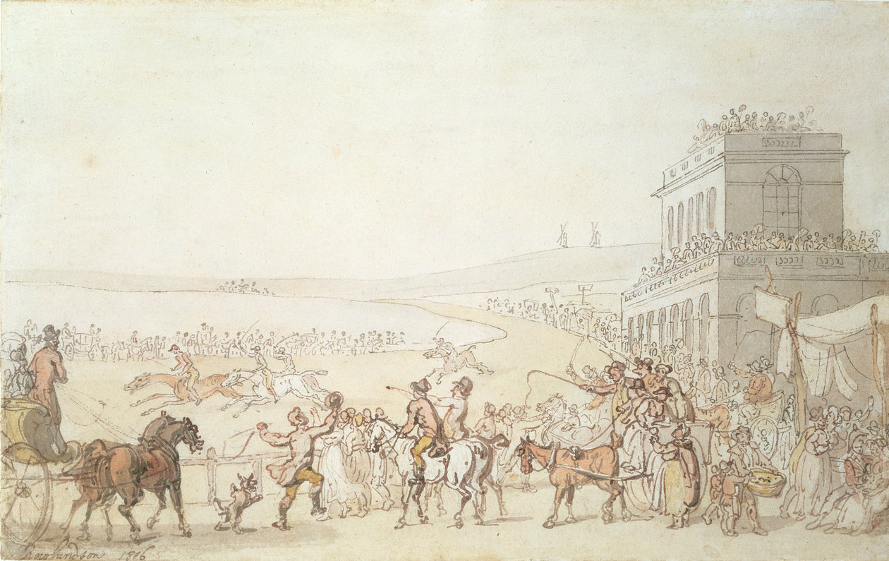 ब्राइटन रेस, 1816 (कलम, wc und पेंसिल कागज पर) द्वारा थॉमस रोलैंड्सन