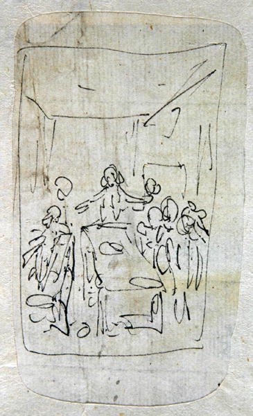 द लास्ट सपर, 1760-90 (कागज पर ग्रेफाइट से धो के साथ कलम और स्याही) द्वारा थॉमस रोलैंड्सन