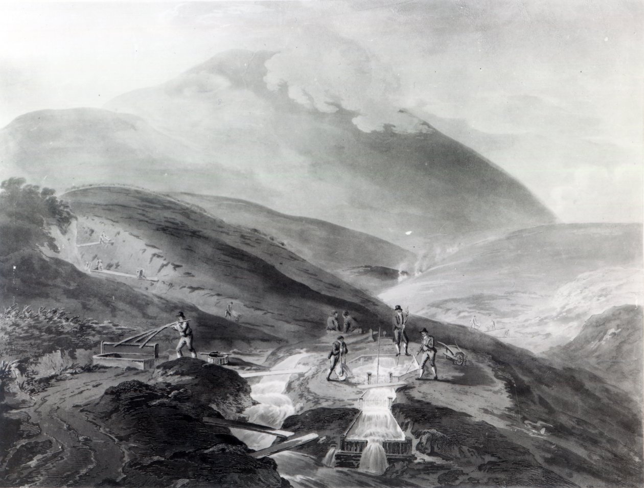 गोल्ड माइन्स, विकलो काउंटी, जॉन ब्लक द्वारा उत्कीर्ण, 1804 (एक्वाटिंट) द्वारा थॉमस सौतेले रॉबर्ट्स