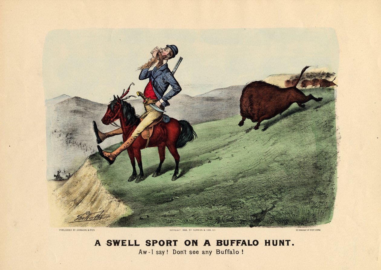 एक भैंस के शिकार पर एक प्रफुल्लित खेल, पब क्यूरियर und Ives द्वारा, 1882 द्वारा थॉमस वर्थ