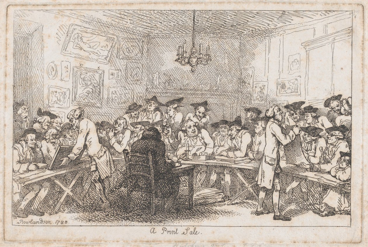 एक प्रिंट बिक्री - एक रात की नीलामी, 1788, 1788। द्वारा थॉमस रोलैंड्सन