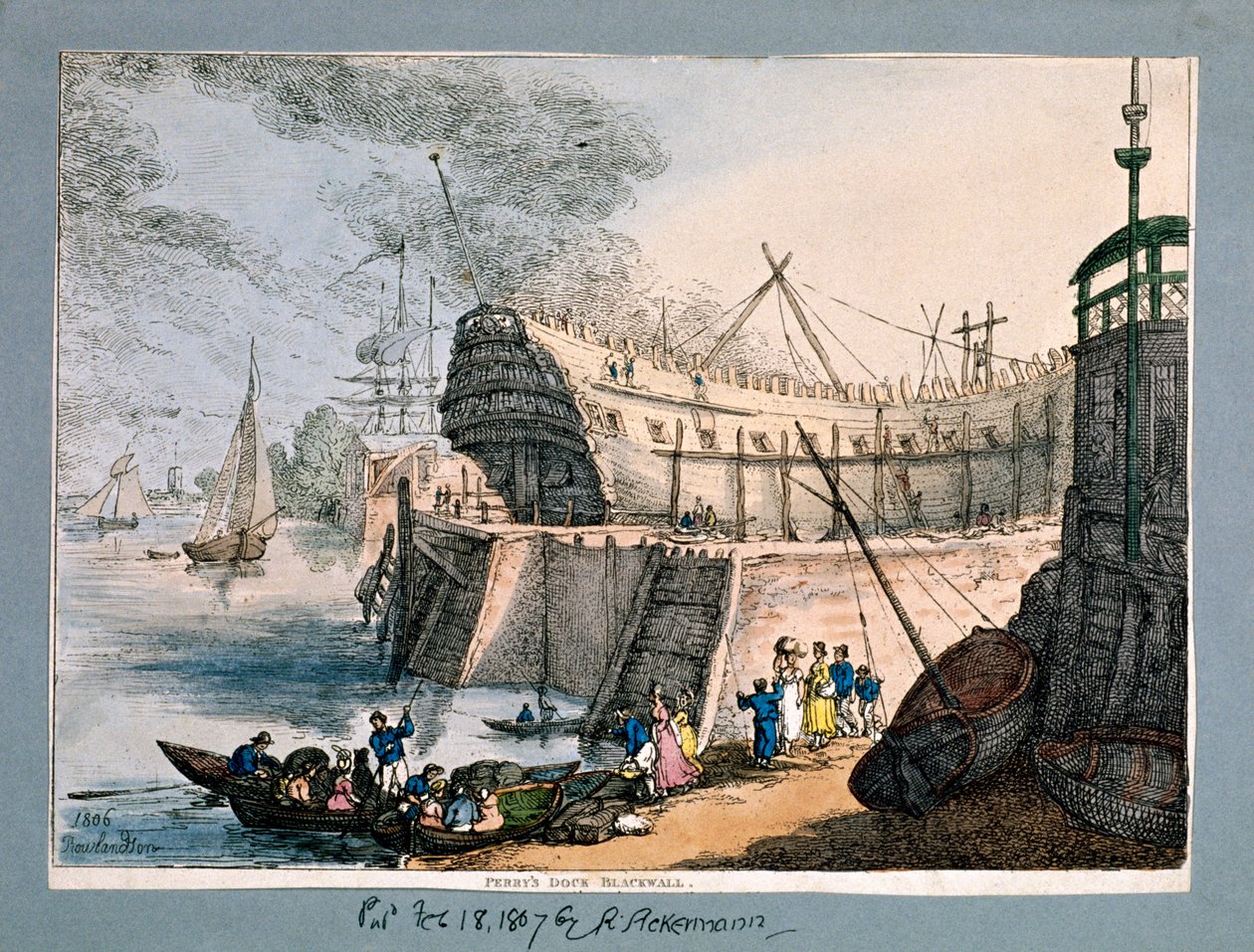 ब्रंसविक डॉक, ब्लैकवॉल, लंदन, 1806 द्वारा थॉमस रोलैंड्सन