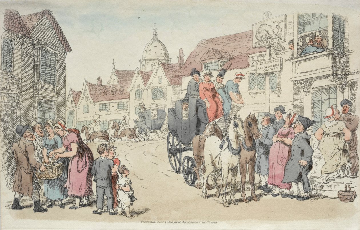 डॉल्फ़िन इन: ग्रीनविच और वूलविच कोच, 1816। द्वारा थॉमस रोलैंड्सन