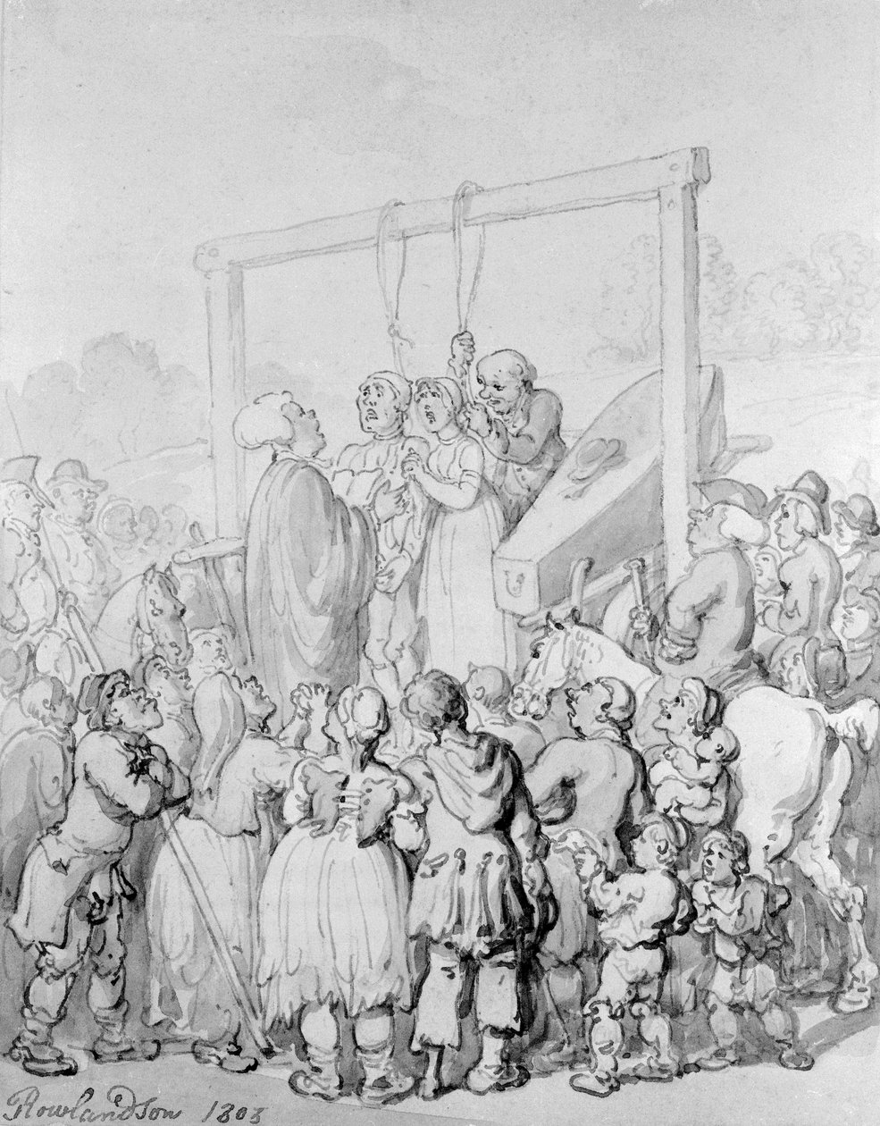 टाइबर्न, 1803 में निष्पादन द्वारा थॉमस रोलैंड्सन