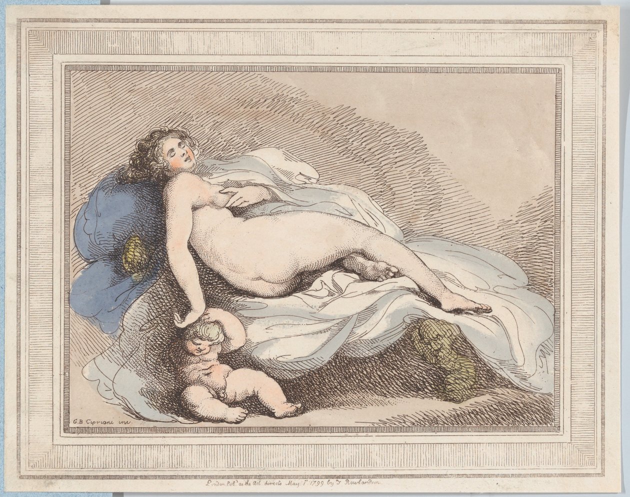 स्लीपिंग वीनस एंड लव, 1799., 1799। द्वारा थॉमस रोलैंड्सन