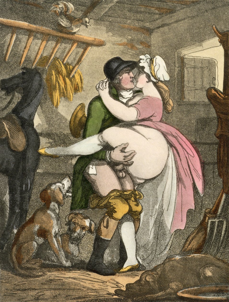 द फार्मर एंड मिल्कमिड, 1808-17 (एक्वाटिंट) द्वारा थॉमस रोलैंड्सन