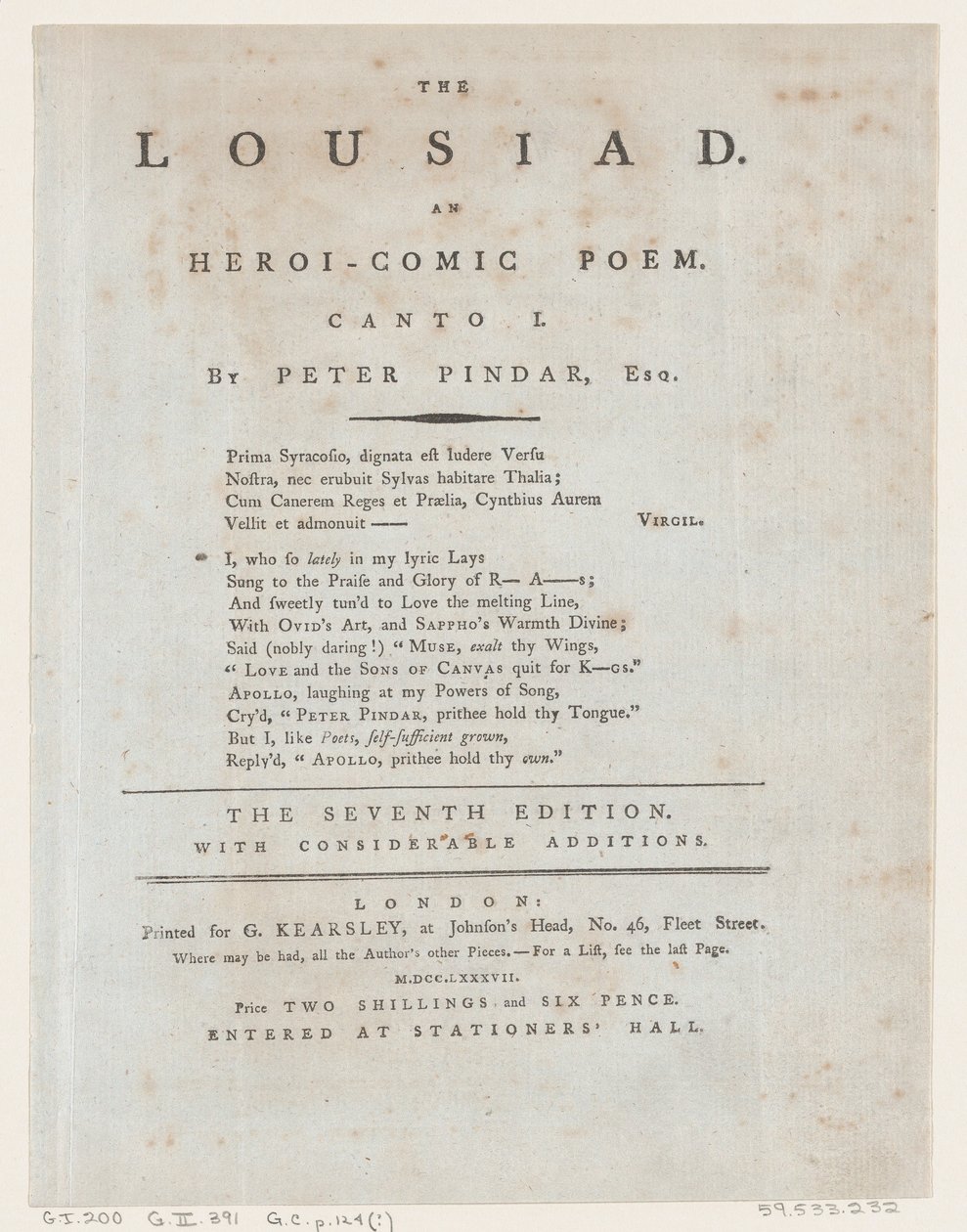 लुसियाड, शीर्षक पृष्ठ, 1787, 1787। द्वारा थॉमस रोलैंड्सन