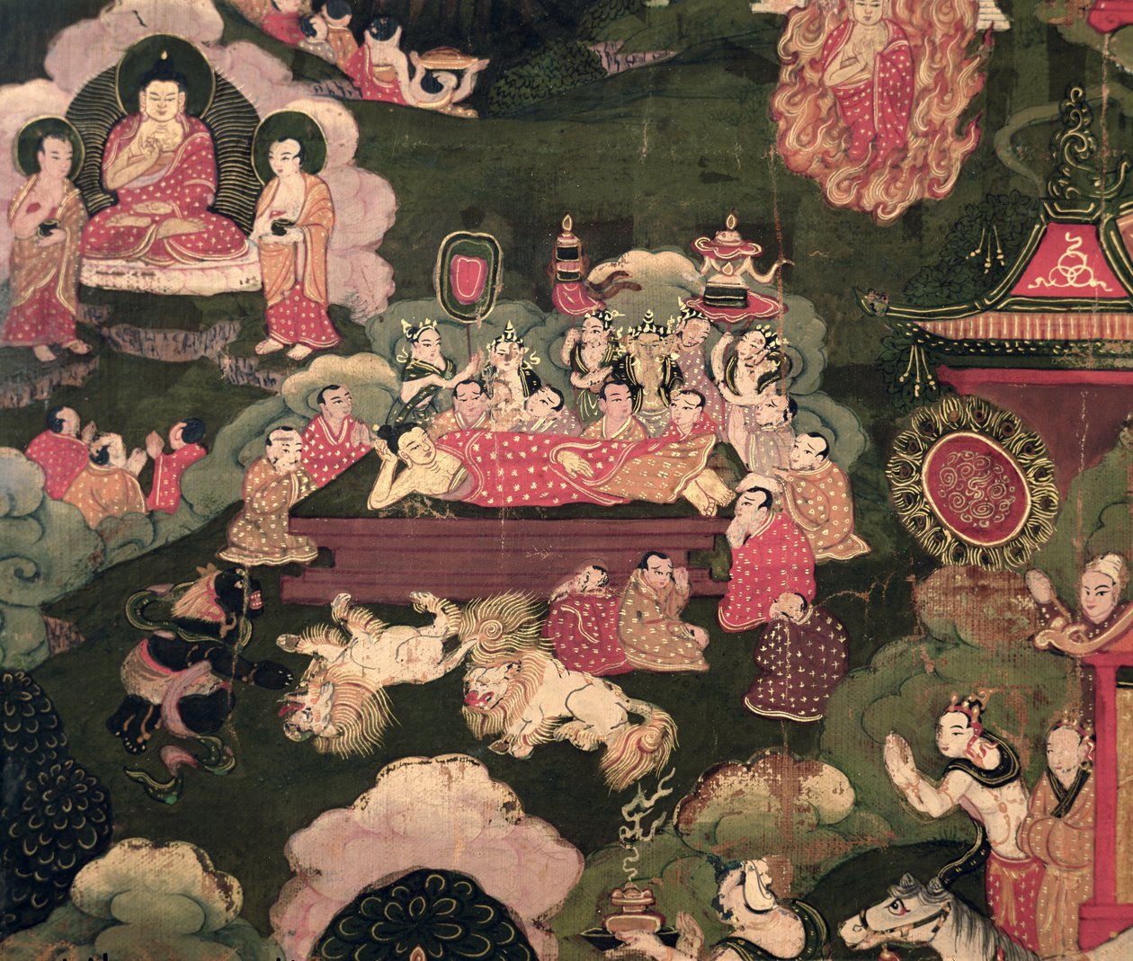 परिनिर्वाण, &39;द लाइफ ऑफ बुद्ध शाक्यमुनि&39; से द्वारा तिब्बती स्कूल