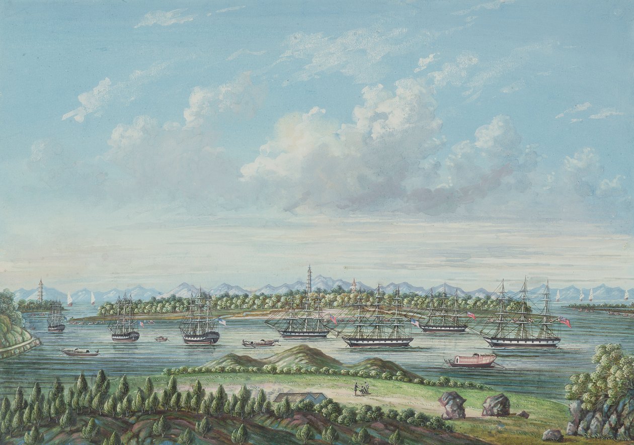 Whampoa का दृश्य, c.1860 (कागज पर स्याही und wc) द्वारा Tinqua