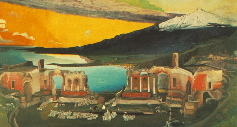 ताओरमिना के प्राचीन थिएटर के खंडहर द्वारा तिवादार कोस्त्का चोंत्वारी