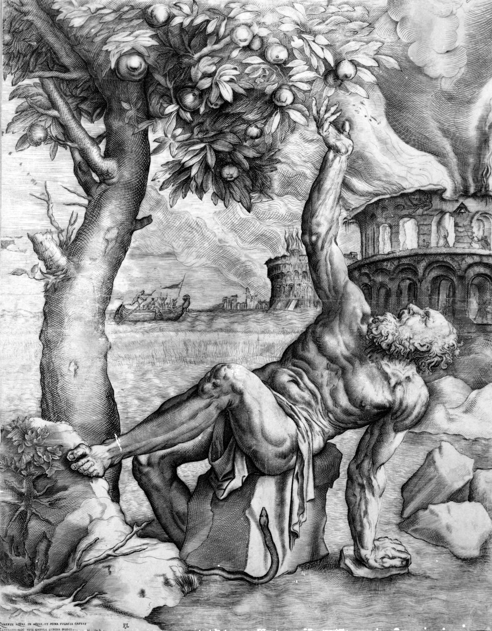 टैंटालस, गिउलिओ सानुतो द्वारा उकेरा गया, c.1550s द्वारा टिज़ियानो वेकेली