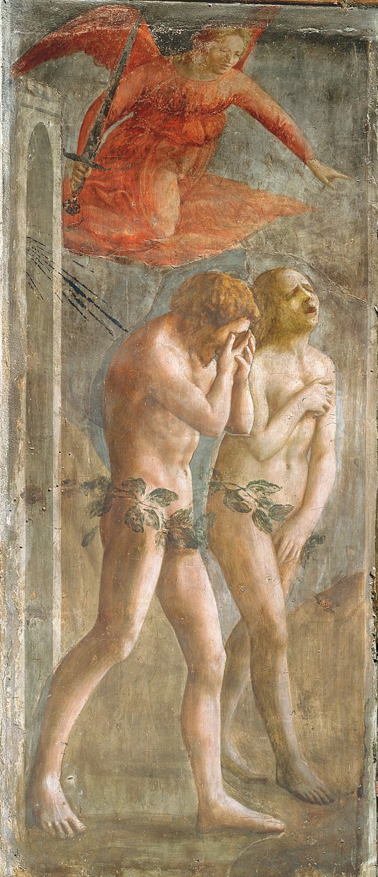 आदम और हव्वा स्वर्ग से भगा दिए गए, c.1427 (पूर्व-पुनर्स्थापन) द्वारा टोमासो मासासिओ
