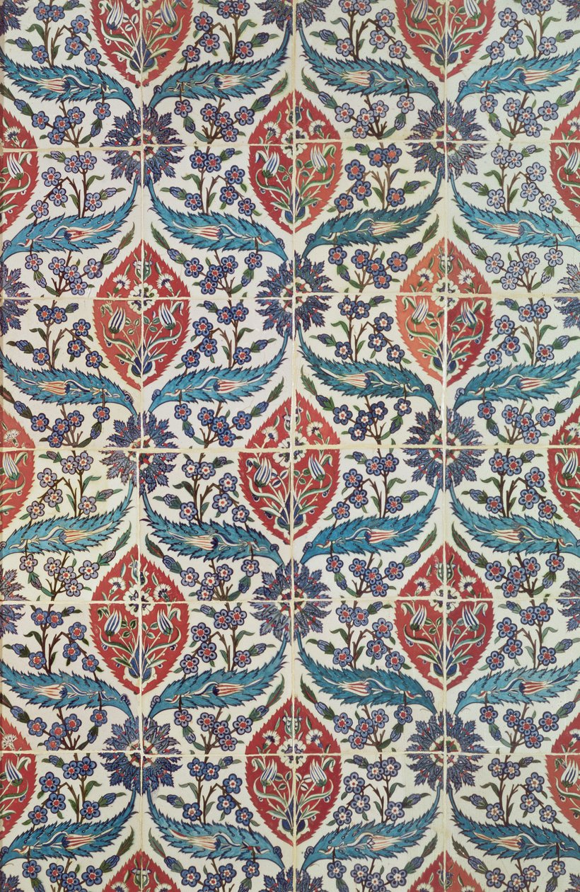 आईपेक एनसेरी, इस्तांबुल, c.1550-1600 (सिरेमिक) के स्नानघरों से इस्किनी मिट्टी के खपरैल के पैनल द्वारा तुर्की स्कूल