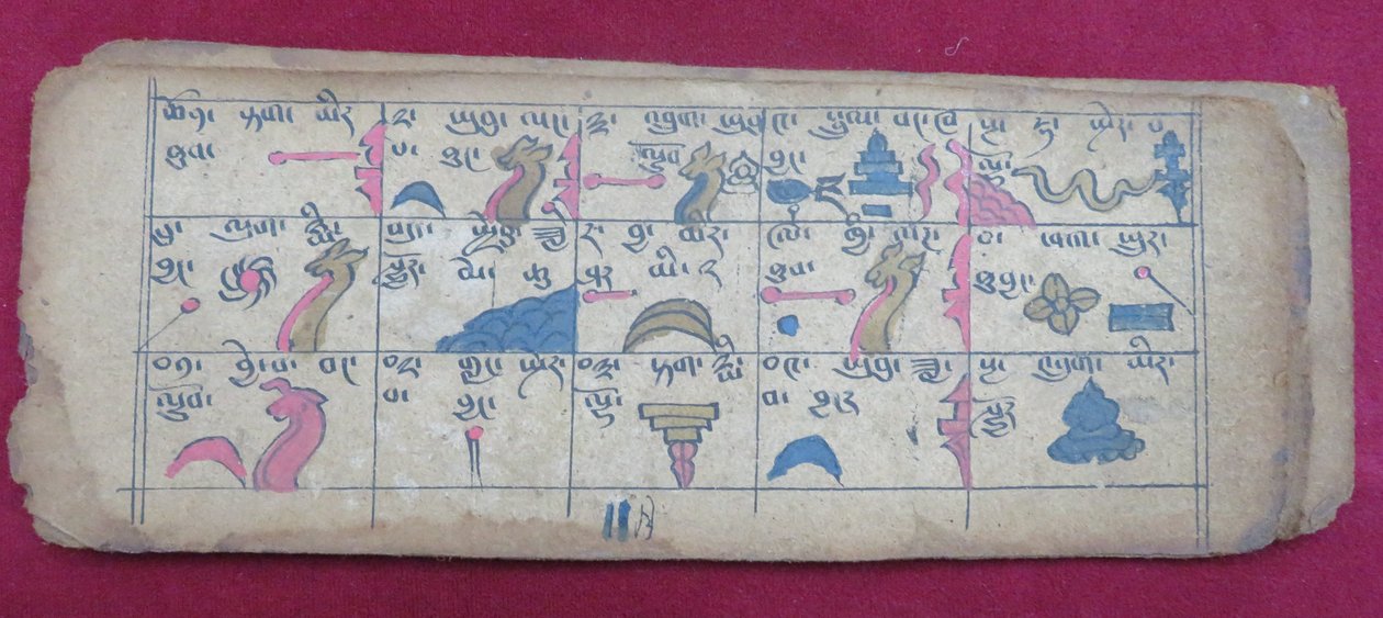 11 वें महीने के आधे के लिए एरोस ज्योतिषीय पंचांग, तिब्बती में एर्सु शाबा चित्र और स्पष्टीकरण के साथ द्वारा अज्ञात अज्ञात