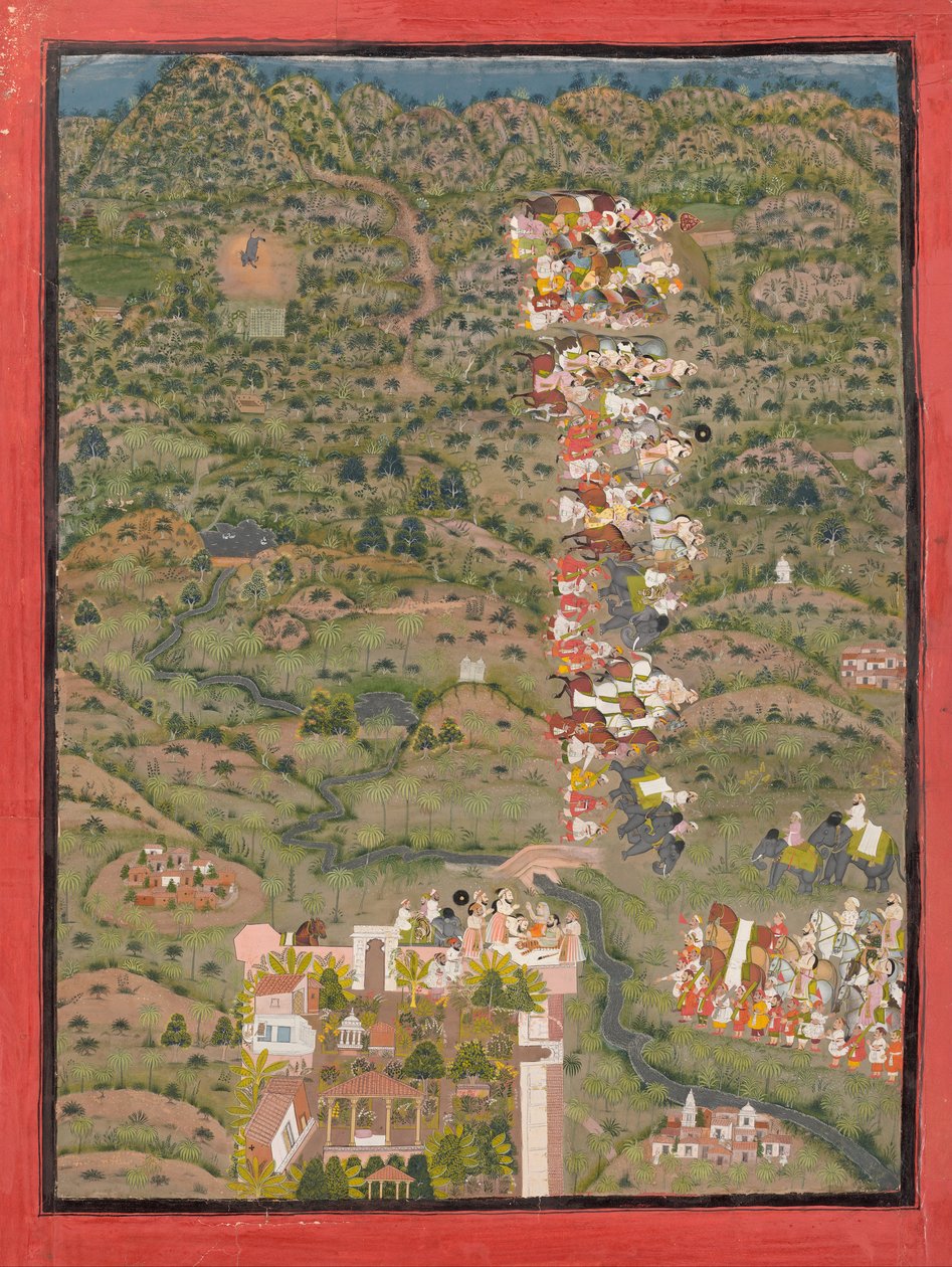 Maharana Sangram II visiting Gosain Nilakanthaji after a tiger hunt द्वारा अज्ञात अज्ञात