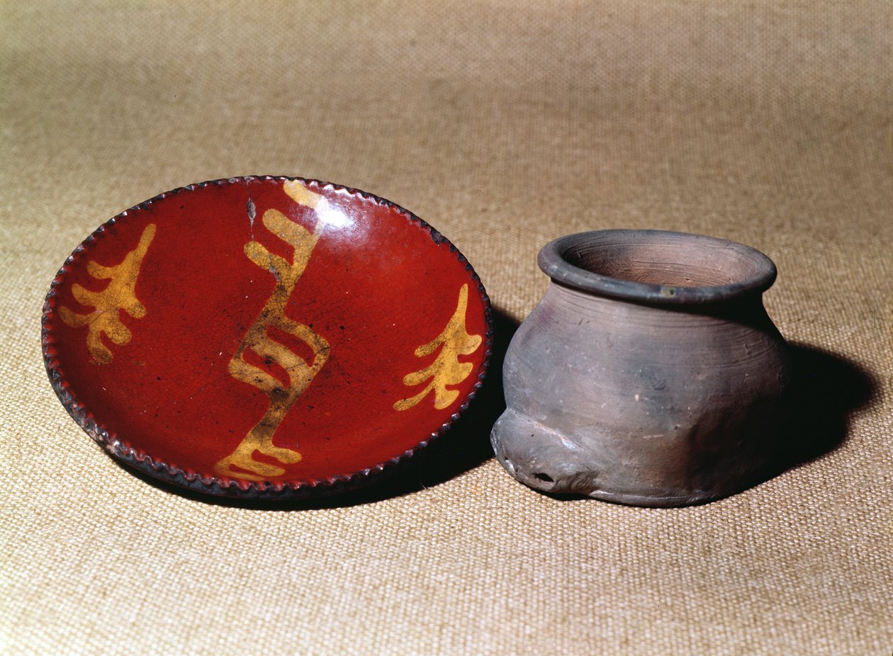 Redware कप और डिश, c.1780 सिरेमिक द्वारा अज्ञात अज्ञात