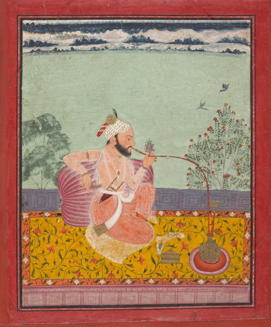 एक राजा हुक्का पी रहा है, लगभग। 1690-1710. द्वारा अज्ञात