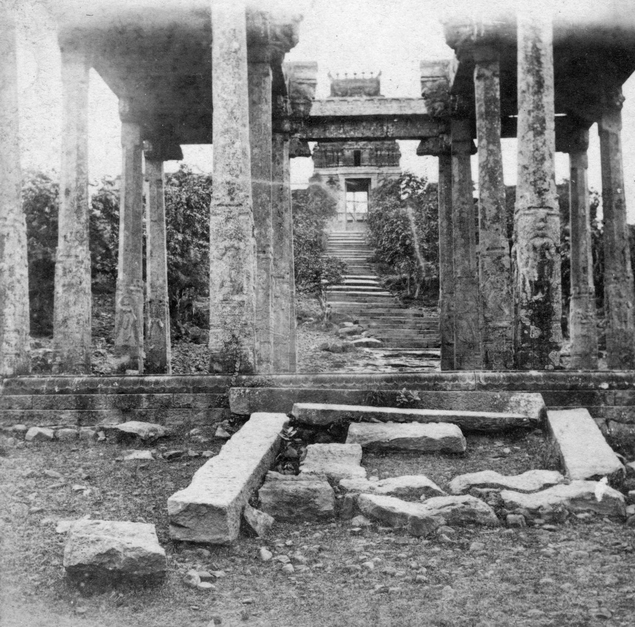 मद्रास, भारत, 1874 के पास एक खंडहर मंदिर द्वारा अज्ञात