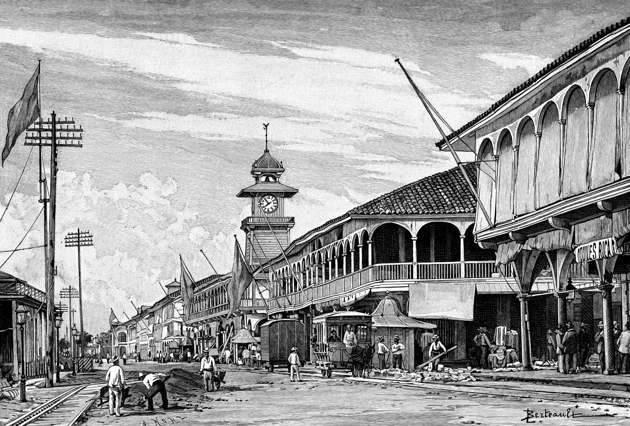 1895 में ग्वायाकिल, इक्वाडोर की एक सड़क द्वारा अज्ञात