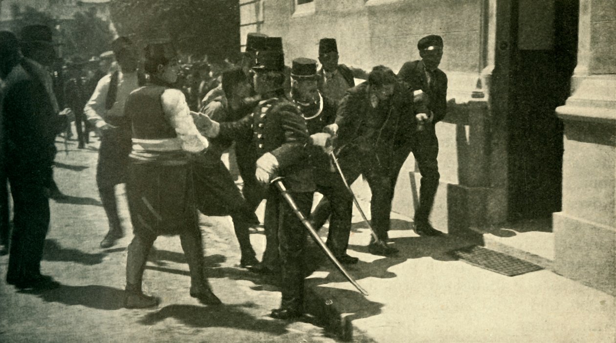 गैवरिलो प्रिंसिपल की गिरफ्तारी ... साराजेवो, 28 जून 1914, c1920। द्वारा अज्ञात