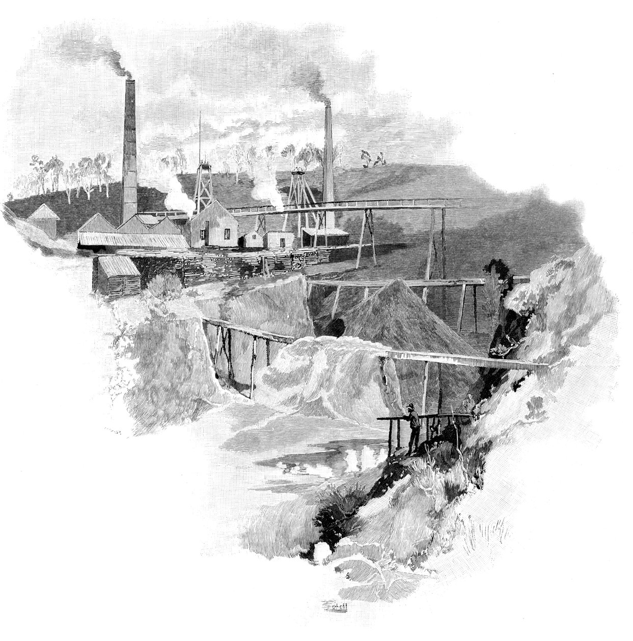 बीकन्सफील्ड गोल्ड माइन्स, तस्मानिया, ऑस्ट्रेलिया, 1886 द्वारा अज्ञात