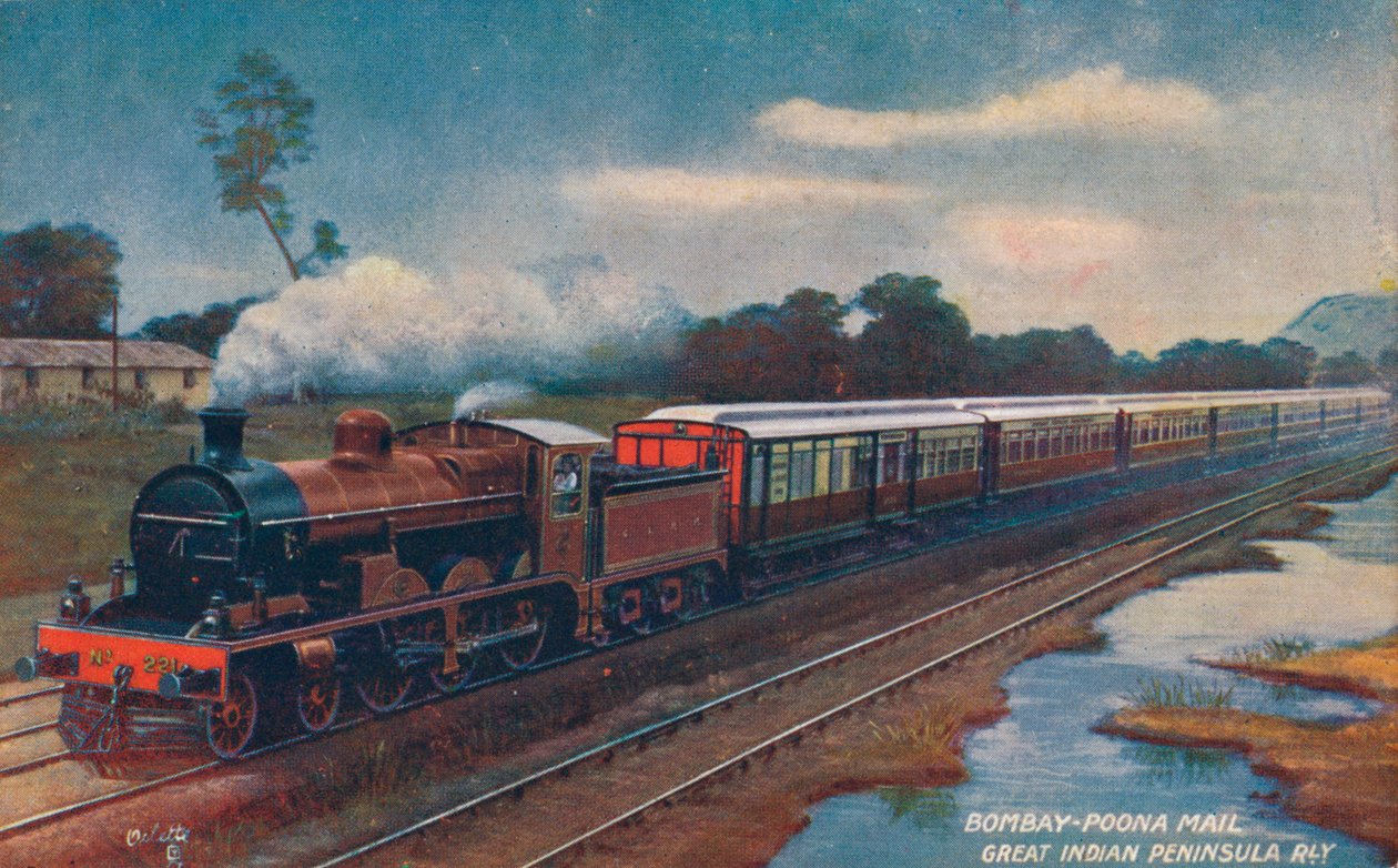 बॉम्बे-पूना मेल, ग्रेट इंडियन पेनिनसुला रेलवे, c1900 द्वारा अज्ञात
