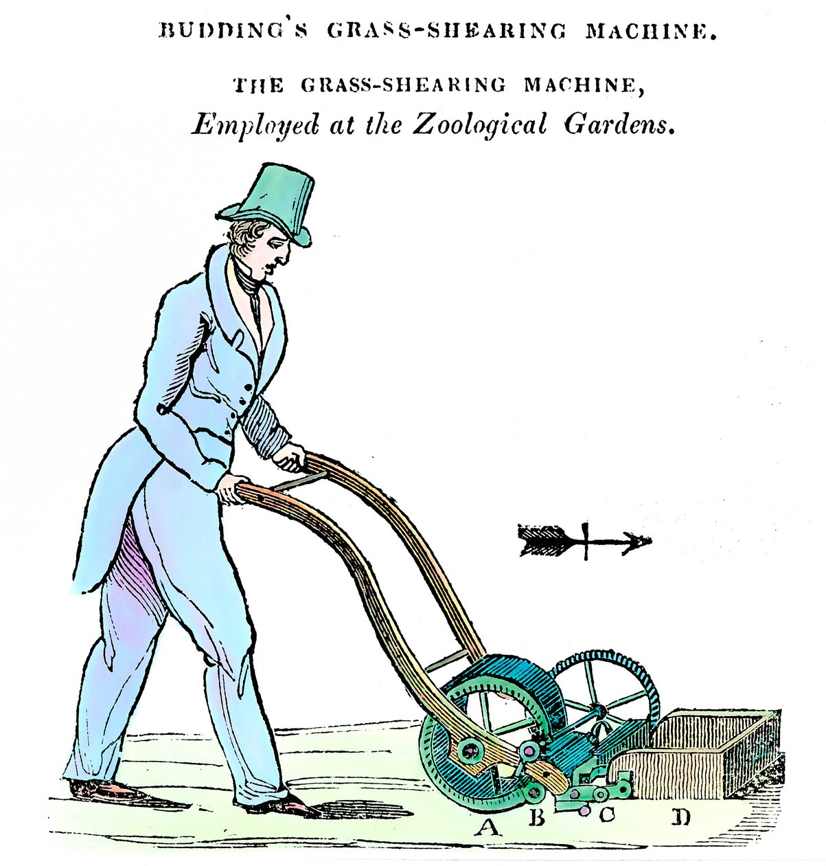 बडिंग्स ग्रास-शीयरिंग मशीन, c1832 द्वारा अज्ञात