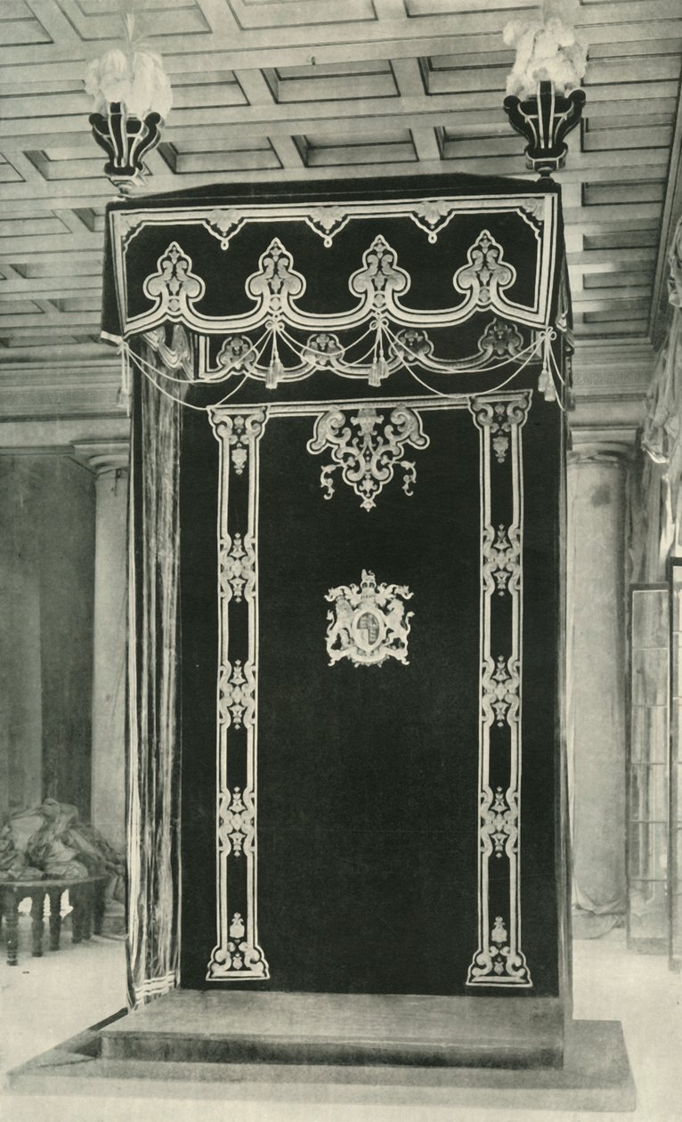 सिंहासन कक्ष, सरकार हाउस, 1925 में चंदवा। द्वारा अज्ञात