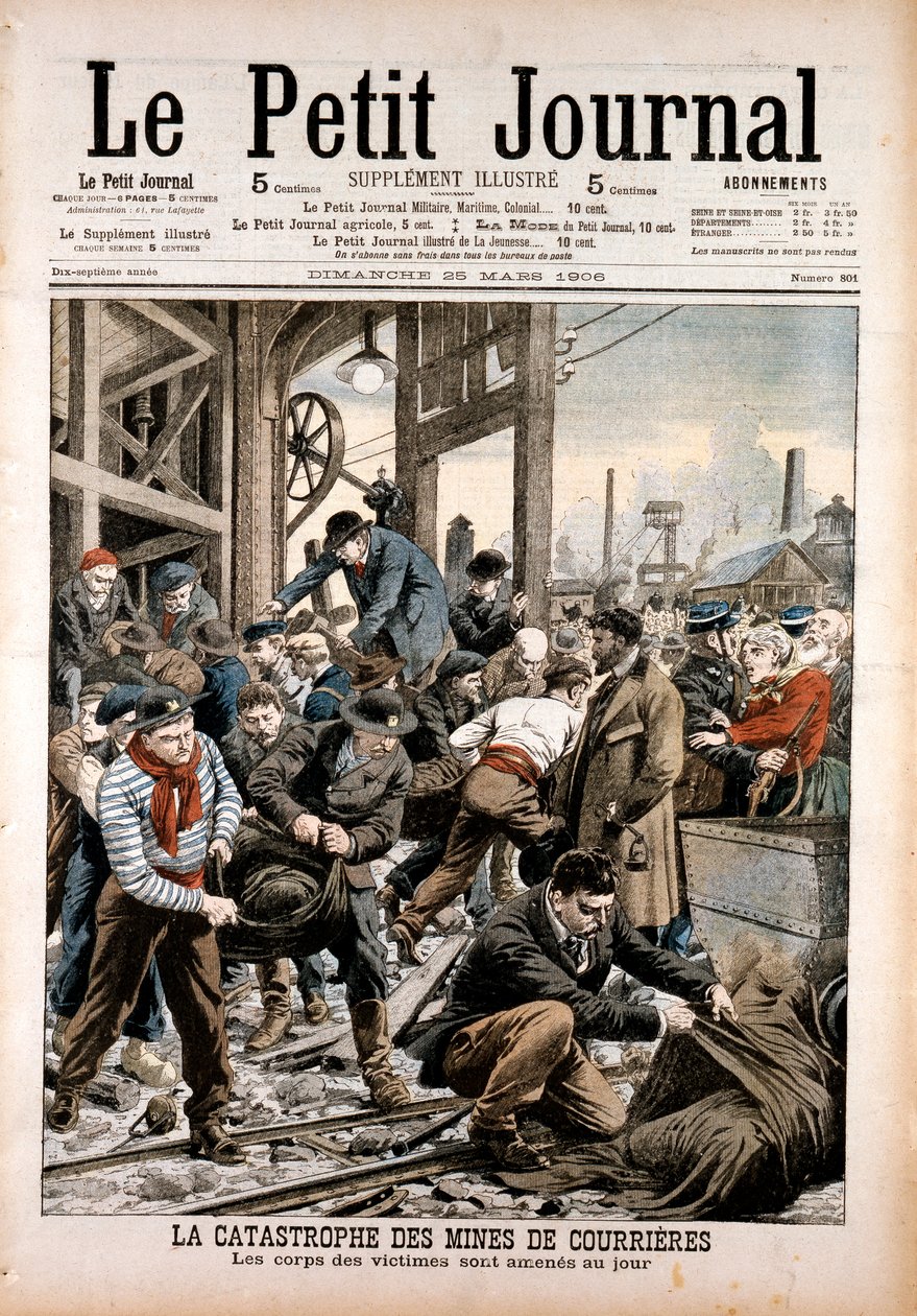 कोयला खनन दुर्घटना, कोर्टियर्स माइंस, पास-डी-कैलास, फ्रांस, 1906 द्वारा अज्ञात