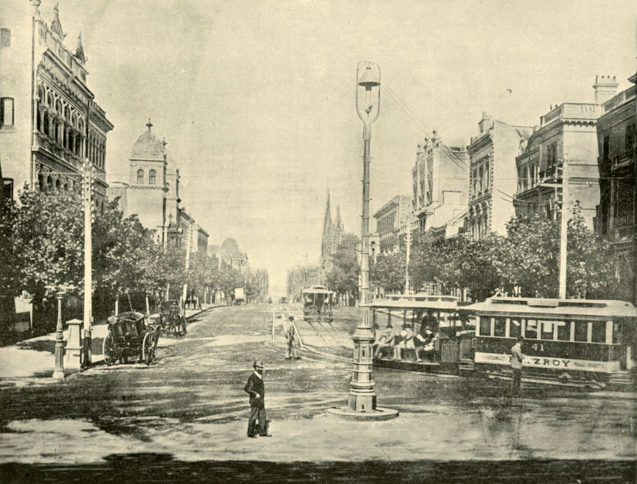 ट्रिन्स बिल्डिंग से कॉलिन्स स्ट्रीट, मेलबोर्न, 1901। द्वारा अज्ञात