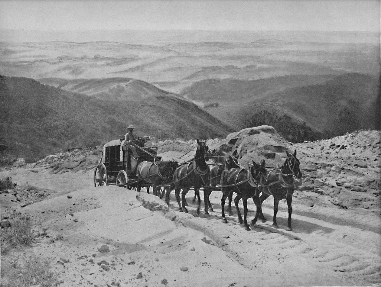 क्रॉसिंग सैन मार्कोस दर्रा, कैलिफोर्निया, c1897। द्वारा अज्ञात