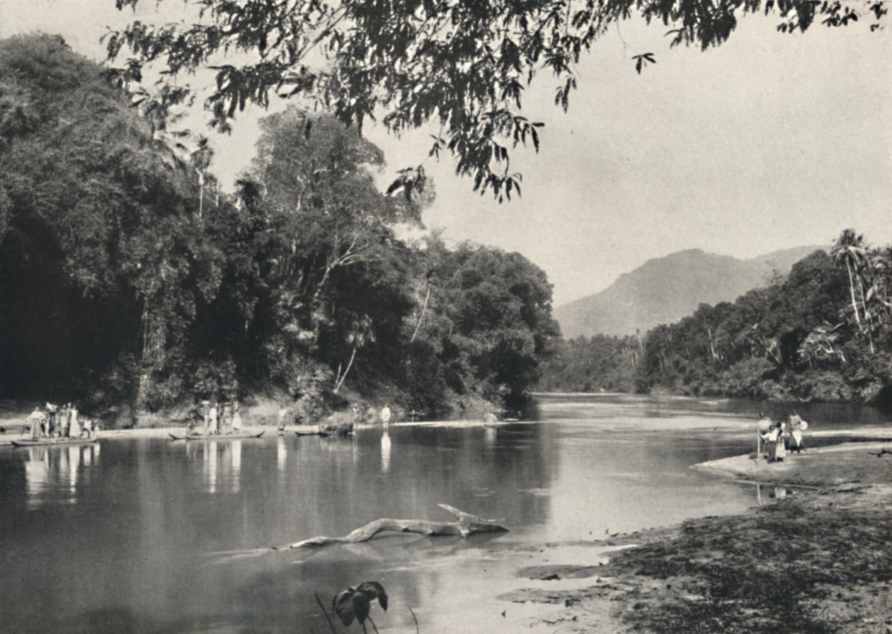 1926 में कैंडी के पास महावलगंगा में हाथी स्नान क्षेत्र द्वारा अज्ञात