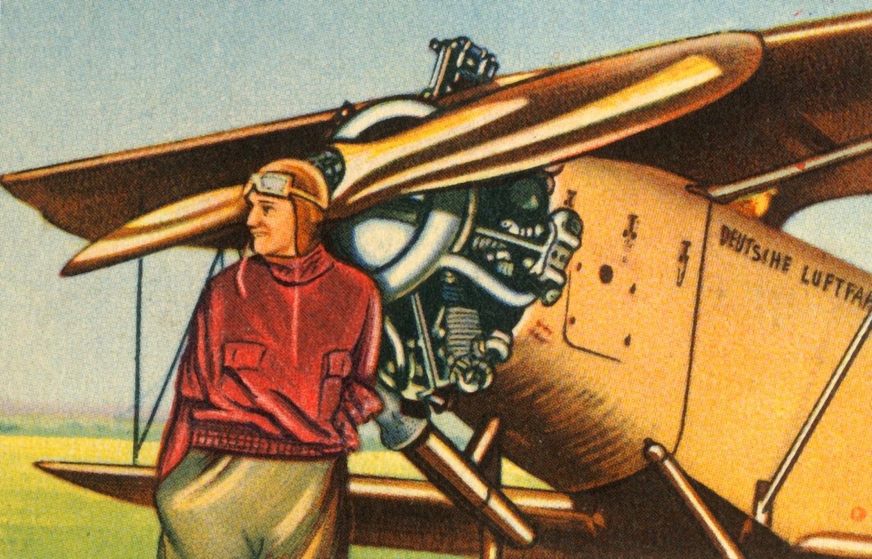एली बीनहॉर्न अपने विमान के साथ, 1932। द्वारा अज्ञात