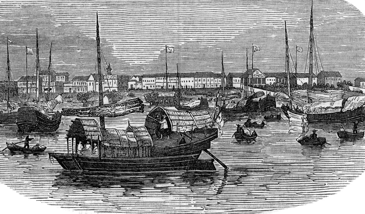 कैंटन गुआंगज़ौ, चीन, c1875 में यूरोपीय कारखाने द्वारा अज्ञात