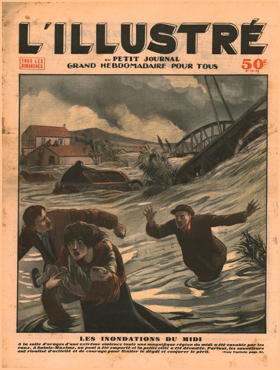 दक्षिणी फ्रांस में बाढ़, 1932। द्वारा अज्ञात