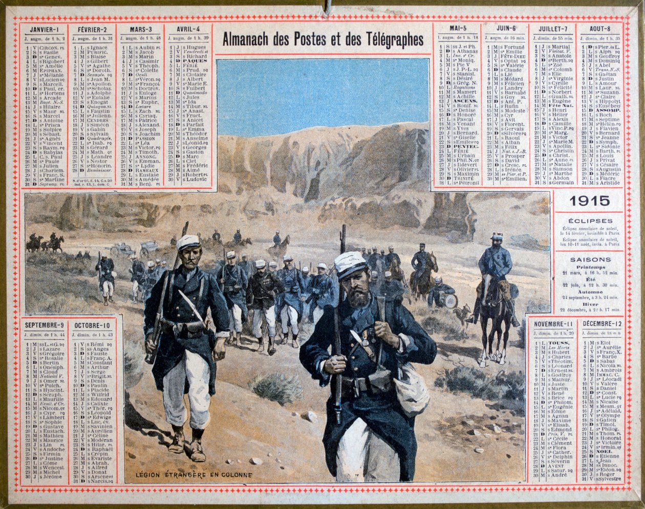 फ्रांसीसी विदेशी सेना, 1915 द्वारा अज्ञात