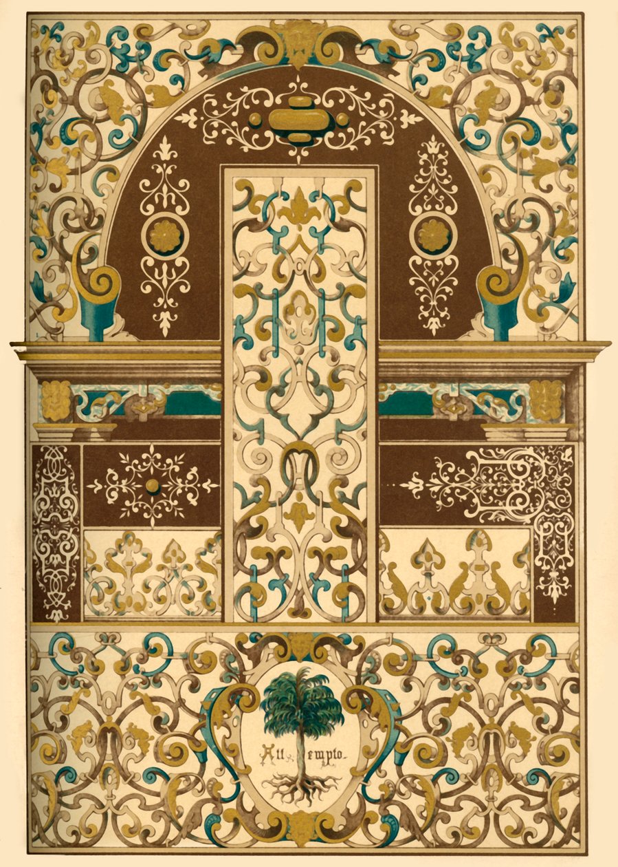 जर्मन पुनर्जागरण छत और दीवार पेंटिंग, 1898। द्वारा अज्ञात