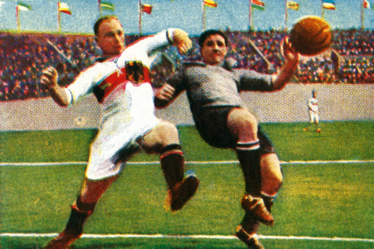 जर्मनी-उरुग्वे फुटबॉल मैच, 1928। द्वारा अज्ञात