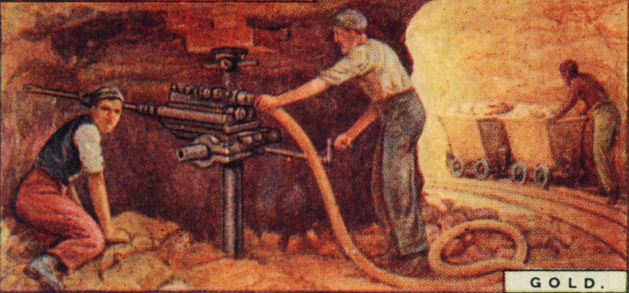 सोना। - ड्रलिंग ब्लास्ट होल्स, एस। अफ्रीका, 1928 द्वारा अज्ञात