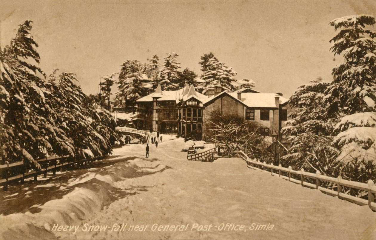 जनरल पोस्ट-ऑफिस, सिमला के पास भारी हिमपात, c1918-c1939 द्वारा अज्ञात