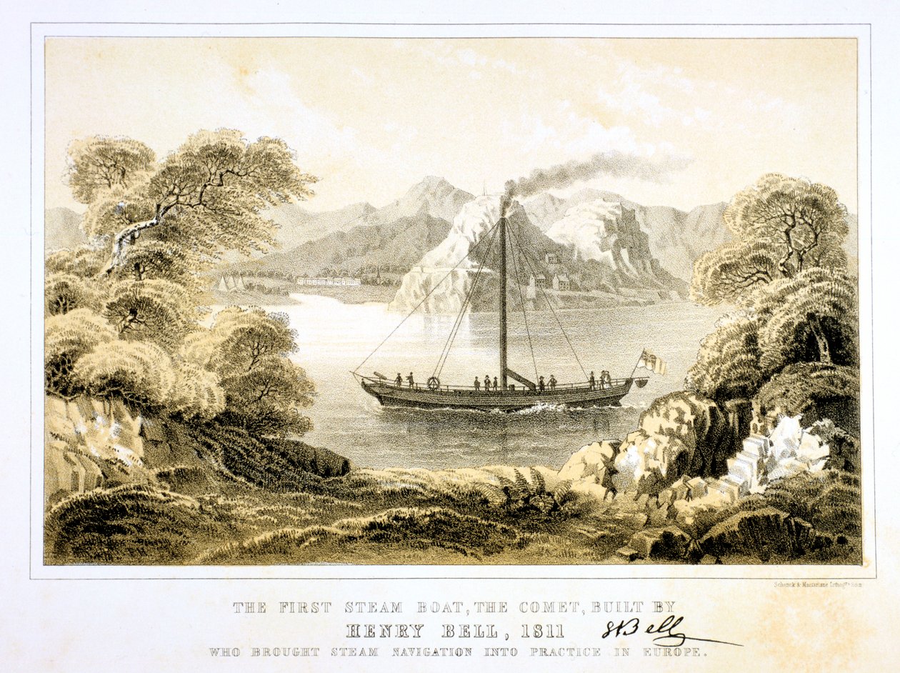 हेनरी बेल्स स्टीम बोट कॉमेट ऑफ 1811, 1856। द्वारा अज्ञात