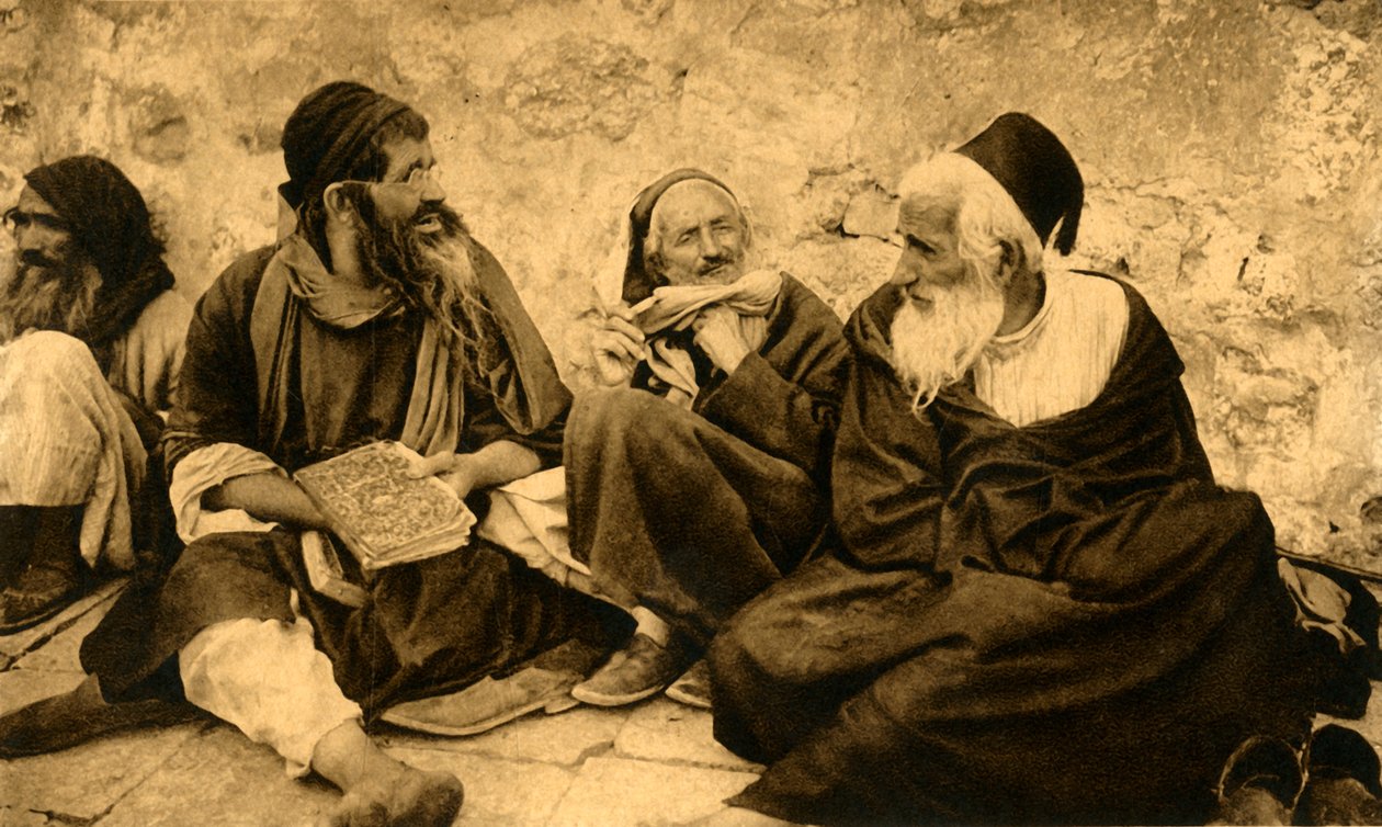 जेरूसलम - यहूदियों की दीवार पर, c1918-c1939। द्वारा अज्ञात
