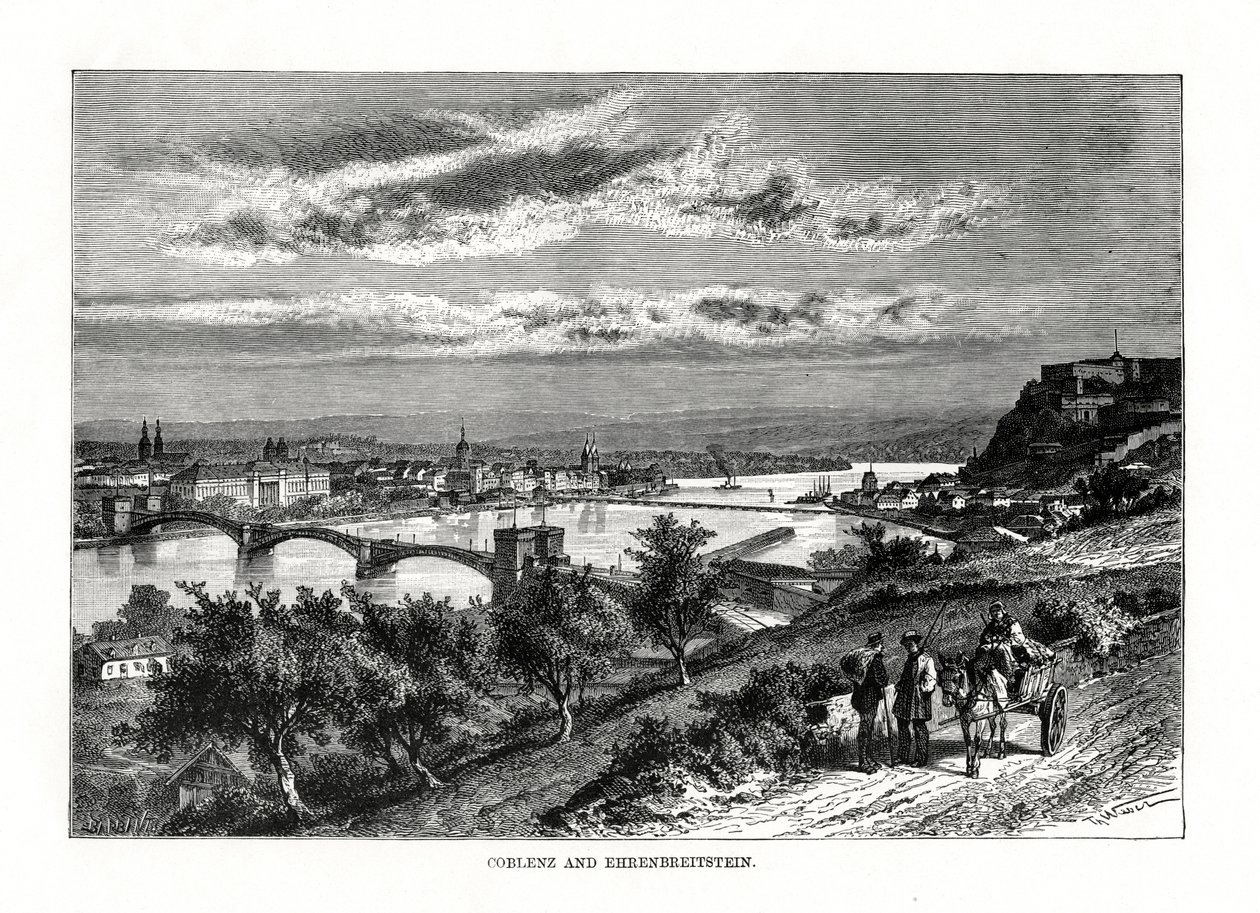 कोबलेनज़ और किले एरेनब्रिटस्टीन, जर्मनी, 1879 द्वारा अज्ञात