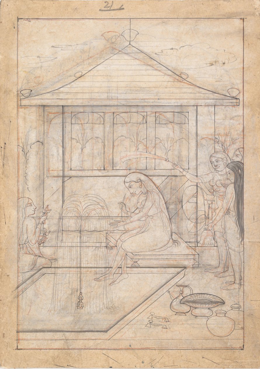 लेडी अबाउट टू स्मोक ए हुक्का, ca.1790। द्वारा अज्ञात