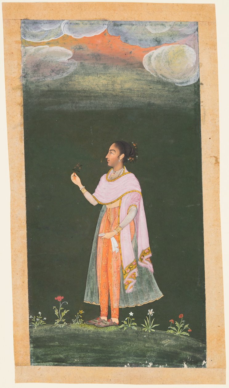लेडी होल्डिंग ए फ्लावर, सी। 1670s -80। द्वारा अज्ञात