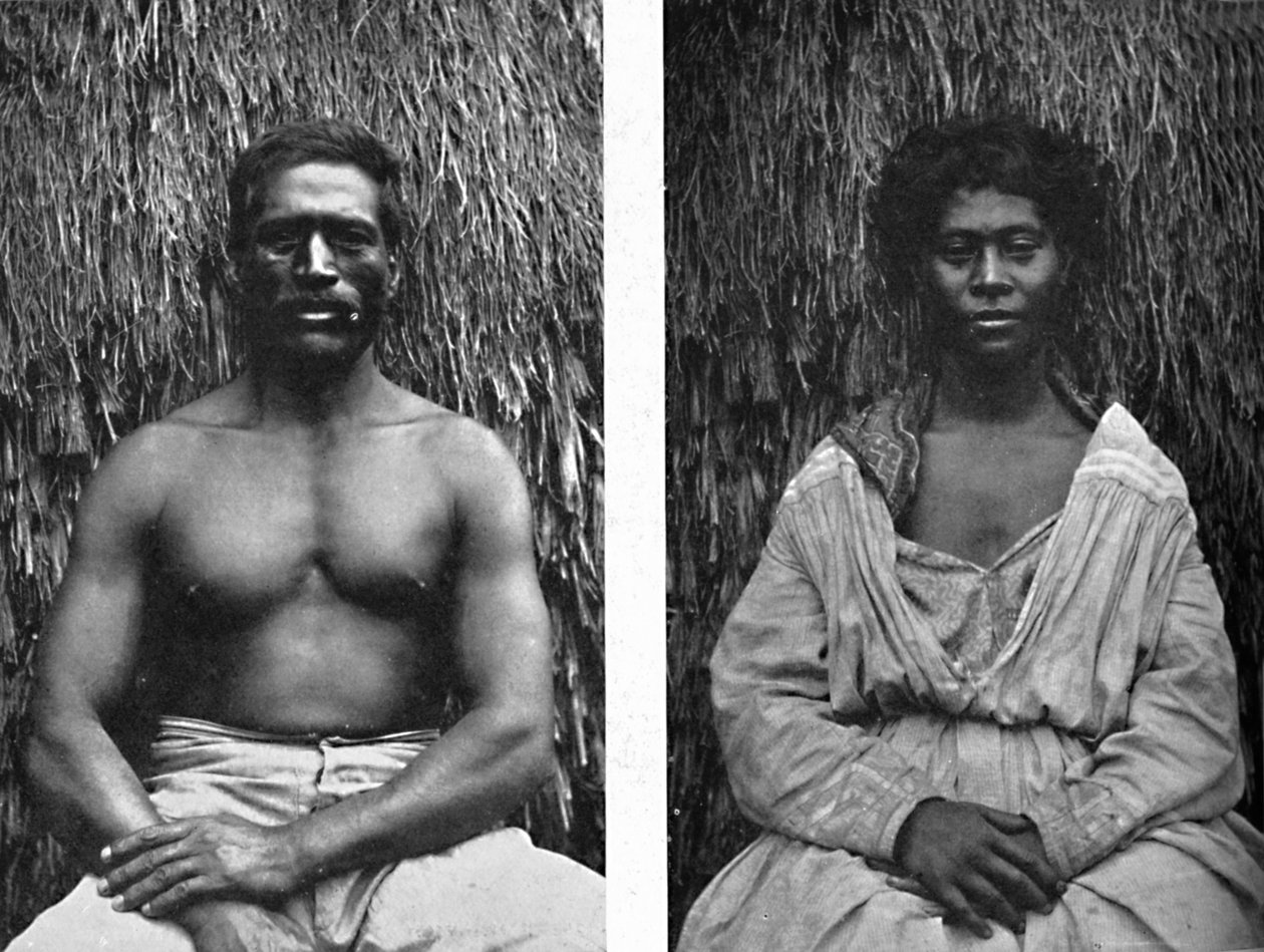 पूर्ण चेहरे पर पुरुष और महिला हवाईयन, 1902 द्वारा अज्ञात