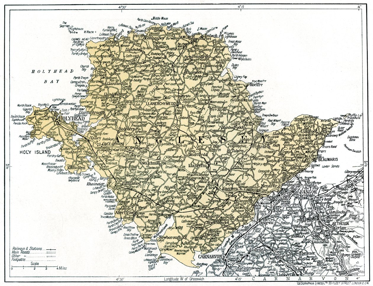 एंगलेसी का मानचित्र, 1924-1926 द्वारा अज्ञात