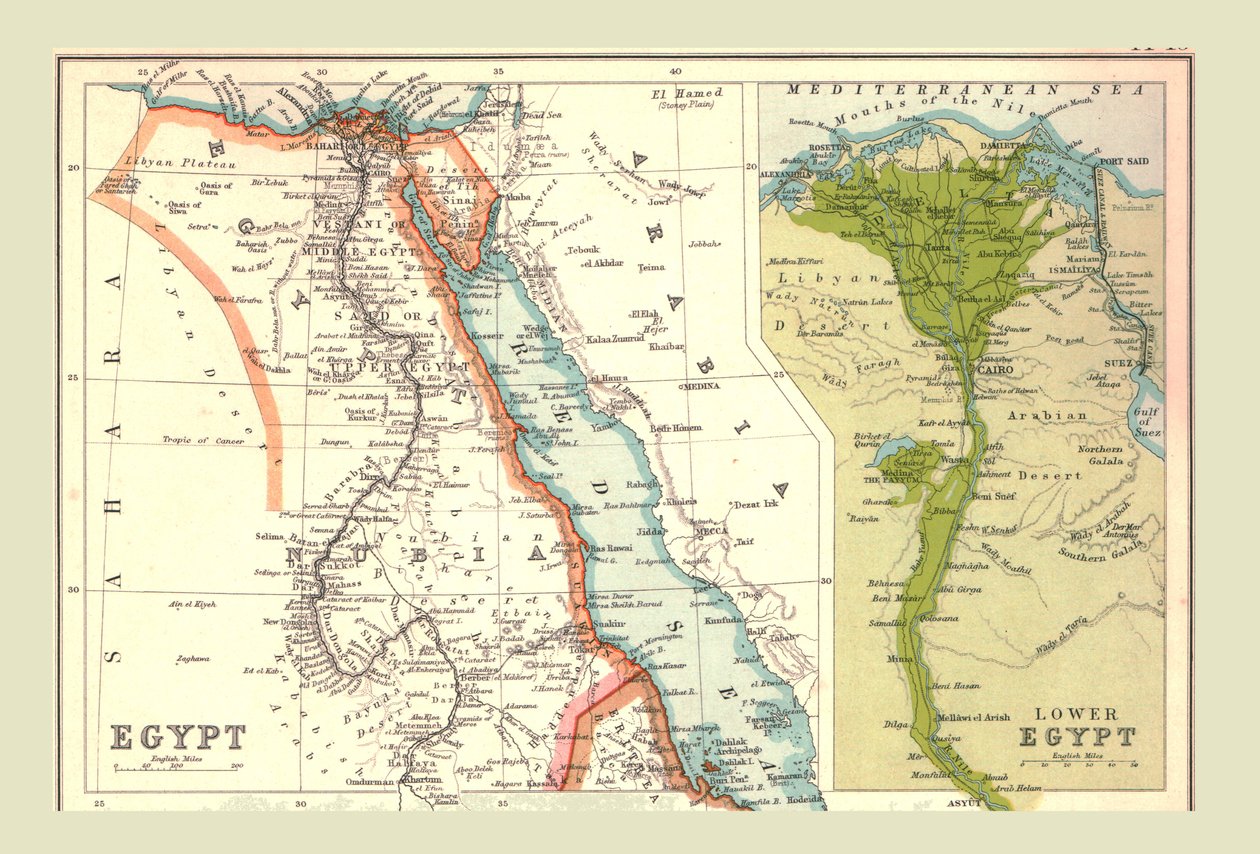 मिस्र का नक्शा, 1902। द्वारा अज्ञात